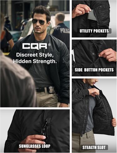 CQR Men's Casual Bomber Jacket, Outdoor Fall/Winter Zip-Up Windbreaker, Water Resistant Padded MA-1 Flight Jacket with Pocket in Saudi Arabia