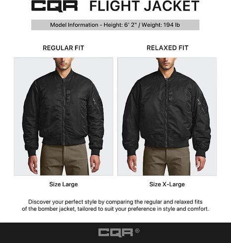CQR Men's Casual Bomber Jacket, Outdoor Fall/Winter Zip-Up Windbreaker, Water Resistant Padded MA-1 Flight Jacket with Pocket in Saudi Arabia