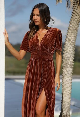 Women's Velvet Maxi Dress Formal Dresses for Wedding Guest Dress in Saudi Arabia