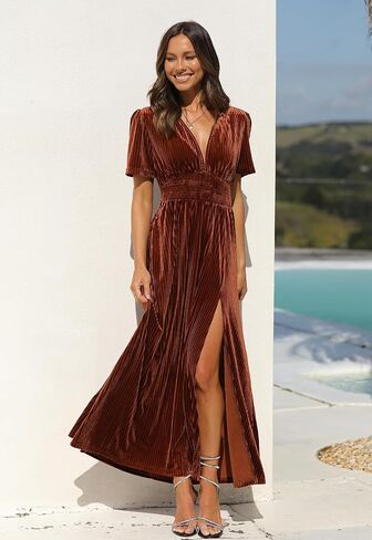 Women's Velvet Maxi Dress Formal Dresses for Wedding Guest Dress in Saudi Arabia