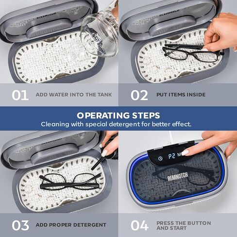 Ultrasonic Jewelry Cleaner, 19.6 oz Stainless Steel Tank Jewelry Cleaner Ultrasonic Machine with Washer Basket, Watch Band Holder, Cleaning Cloth, 3 Modes Ring Cleaner with Touch Button. in Saudi Arabia
