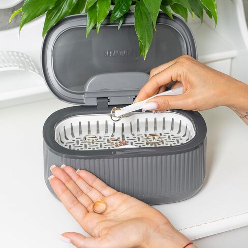 Ultrasonic Jewelry Cleaner, 19.6 oz Stainless Steel Tank Jewelry Cleaner Ultrasonic Machine with Washer Basket, Watch Band Holder, Cleaning Cloth, 3 Modes Ring Cleaner with Touch Button. in Saudi Arabia