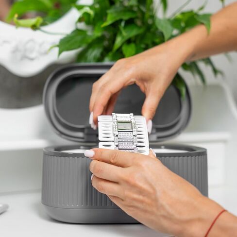 Ultrasonic Jewelry Cleaner, 19.6 oz Stainless Steel Tank Jewelry Cleaner Ultrasonic Machine with Washer Basket, Watch Band Holder, Cleaning Cloth, 3 Modes Ring Cleaner with Touch Button. in Saudi Arabia
