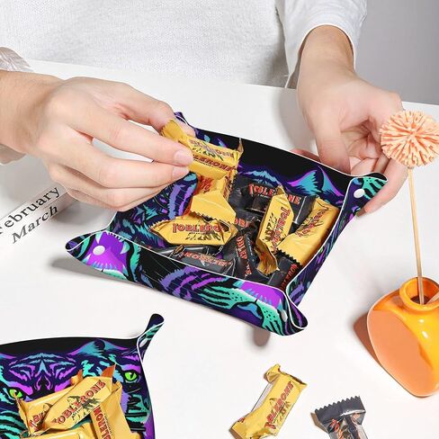 Leather Jewelry Valet Tray for Women and Man, Storage Tray for Remote Controller, Keys, Phone, Wallet, Coin, Jewelry (Lucky Clover, S) in Saudi Arabia