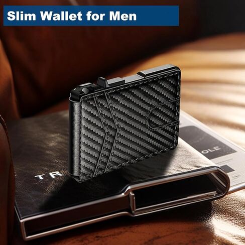 Wallet for Men, Mens Minimalist Wallet 9-13 Cards, Slim Compact Wallet with Money Clip & ID Window, RFID Blocking Smart Pop Up Card Wallet, Metal Aluminum Credit Card Holder Bifold Wallet in Saudi Arabia