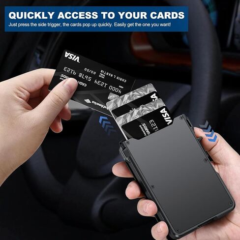 Wallet for Men, Mens Minimalist Wallet 9-13 Cards, Slim Compact Wallet with Money Clip & ID Window, RFID Blocking Smart Pop Up Card Wallet, Metal Aluminum Credit Card Holder Bifold Wallet in Saudi Arabia