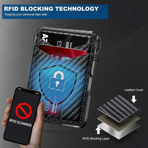Wallet for Men, Mens Minimalist Wallet 9-13 Cards, Slim Compact Wallet with Money Clip & ID Window, RFID Blocking Smart Pop Up Card Wallet, Metal Aluminum Credit Card Holder Bifold Wallet in Saudi Arabia