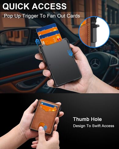 Wallet for Men, Mens Minimalist Wallet 9-13 Cards, Slim Compact Wallet with Money Clip & ID Window, RFID Blocking Smart Pop Up Card Wallet, Metal Aluminum Credit Card Holder Bifold Wallet in Saudi Arabia