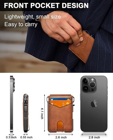 Wallet for Men, Mens Minimalist Wallet 9-13 Cards, Slim Compact Wallet with Money Clip & ID Window, RFID Blocking Smart Pop Up Card Wallet, Metal Aluminum Credit Card Holder Bifold Wallet in Saudi Arabia