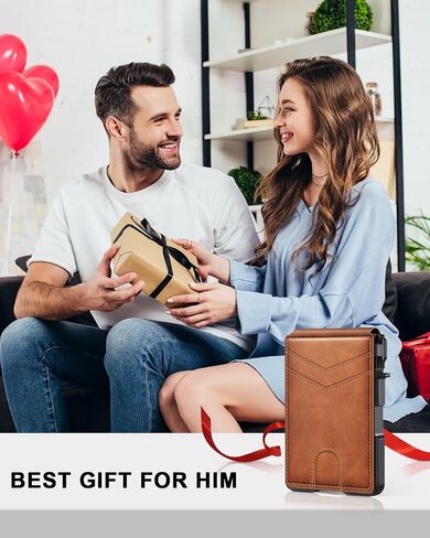 Wallet for Men, Mens Minimalist Wallet 9-13 Cards, Slim Compact Wallet with Money Clip & ID Window, RFID Blocking Smart Pop Up Card Wallet, Metal Aluminum Credit Card Holder Bifold Wallet in Saudi Arabia