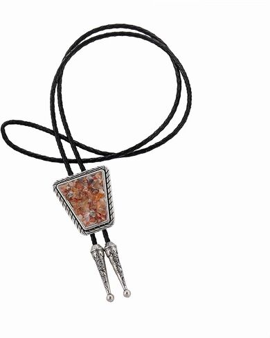 YOQUCOL Vintage Crushed CrystalStone Bolo Tie Native American Genunie Leather Bolo Ties For Men Women in Kuwait
