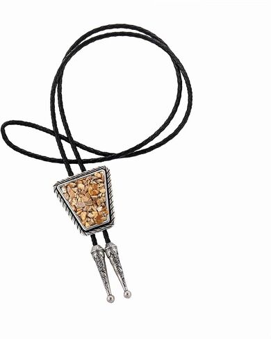 YOQUCOL Vintage Crushed CrystalStone Bolo Tie Native American Genunie Leather Bolo Ties For Men Women in Kuwait
