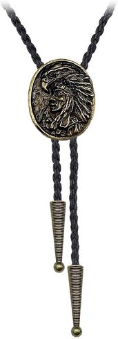 BRBAM Norse Viking Style Bolo Tie Vintage 3D Pendant Western Cowboy Leather Necklace for Men in Kuwait