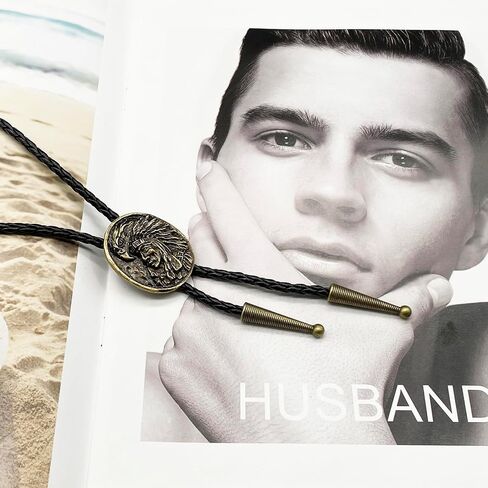 BRBAM Norse Viking Style Bolo Tie Vintage 3D Pendant Western Cowboy Leather Necklace for Men in Kuwait