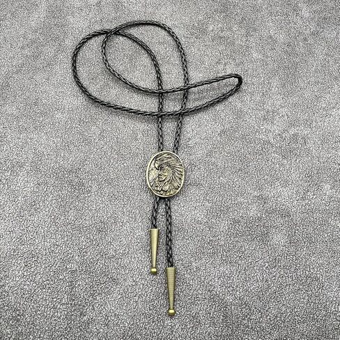 BRBAM Norse Viking Style Bolo Tie Vintage 3D Pendant Western Cowboy Leather Necklace for Men in Kuwait