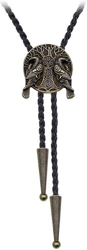 BRBAM Norse Viking Style Bolo Tie Vintage 3D Pendant Western Cowboy Leather Necklace for Men in Kuwait