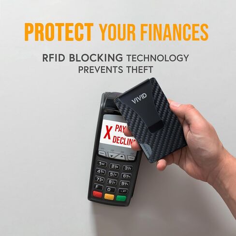 VIVID Minimalist Carbon Fiber Wallet for Men - Slim, Modern, RFID Blocking, Scratch Resistant, Credit Card Holder, Easy Access Cards, Money Clip, Mens Wallet in Saudi Arabia