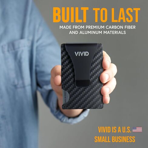 VIVID Minimalist Carbon Fiber Wallet for Men - Slim, Modern, RFID Blocking, Scratch Resistant, Credit Card Holder, Easy Access Cards, Money Clip, Mens Wallet in Saudi Arabia