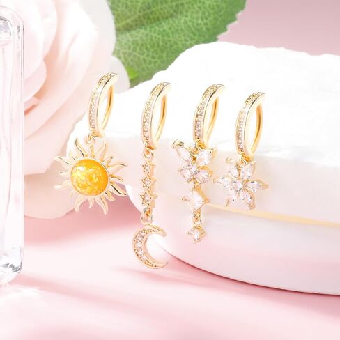 7Pcs 14G Clicker Belly Button Rings Dangle Belly Rings for Women Surgical Steel Hoop Belly Button Ring Butterfly Moon CZ Opal Flower Belly Button Piercing Jewelry in Saudi Arabia
