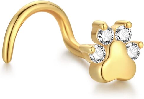 14K Solid Gold Nose Studs Rings 20g Moissanite Corkscrew L Shaped Nose Rings, 20 Gauge Nose Ring Piercing for Women Wen Gifts in Saudi Arabia