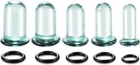 24 PCS/14PCS/10 PCS Glass Ear Gauges Stretching Kit Short Taper Expander, 14G-00G Comfy Dead Stretching Plugs with Rubber Rings, Crazy Domed Body Piercing Jewelry Set in Saudi Arabia
