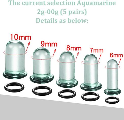 24 PCS/14PCS/10 PCS Glass Ear Gauges Stretching Kit Short Taper Expander, 14G-00G Comfy Dead Stretching Plugs with Rubber Rings, Crazy Domed Body Piercing Jewelry Set in Saudi Arabia