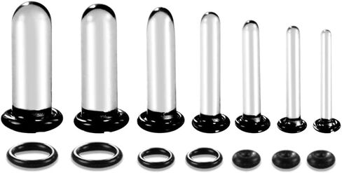 24 PCS/14PCS/10 PCS Glass Ear Gauges Stretching Kit Short Taper Expander, 14G-00G Comfy Dead Stretching Plugs with Rubber Rings, Crazy Domed Body Piercing Jewelry Set in Saudi Arabia