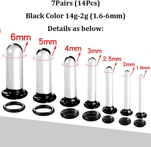 24 PCS/14PCS/10 PCS Glass Ear Gauges Stretching Kit Short Taper Expander, 14G-00G Comfy Dead Stretching Plugs with Rubber Rings, Crazy Domed Body Piercing Jewelry Set in Saudi Arabia
