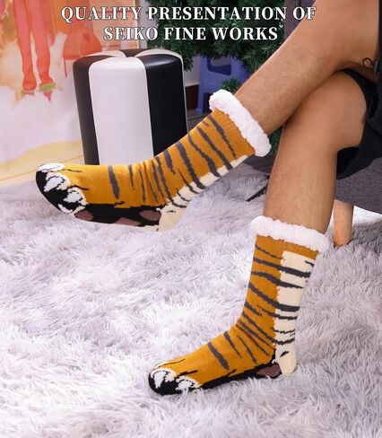 SDBING Mens Slipper Socks with Grippers Winter Warm Cozy Thick Fuzzy Indoor Fluffy Home Socks in Kuwait