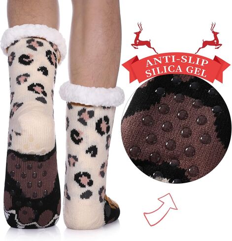 SDBING Mens Slipper Socks with Grippers Winter Warm Cozy Thick Fuzzy Indoor Fluffy Home Socks in Kuwait