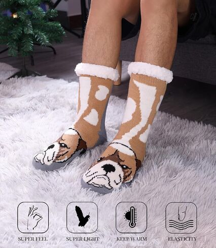 جوارب SDBING للرجال مع مقابض شتوية دافئة ومريحة وسميكة وغامضة في الأماكن المغلقة جوارب منزلية منفوشة in Kuwait