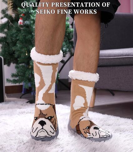 جوارب SDBING للرجال مع مقابض شتوية دافئة ومريحة وسميكة وغامضة في الأماكن المغلقة جوارب منزلية منفوشة in Kuwait