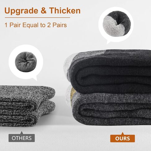 5 Pairs Wool Socks Mens Extra Thick Merino Winter Warm Thermal Socks for Men Fashion Crew Mens Socks Size 7-13 in Kuwait