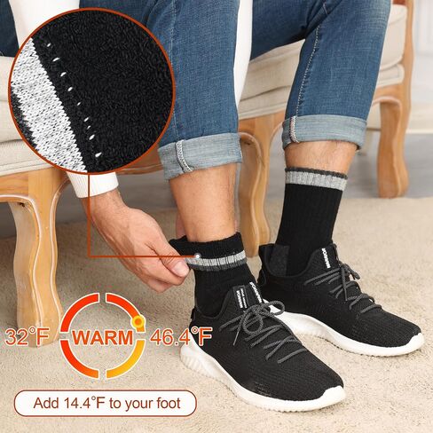 5 Pairs Wool Socks Mens Extra Thick Merino Winter Warm Thermal Socks for Men Fashion Crew Mens Socks Size 7-13 in Kuwait