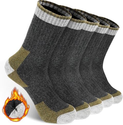 5 Pairs Wool Socks Mens Extra Thick Merino Winter Warm Thermal Socks for Men Fashion Crew Mens Socks Size 7-13 in Kuwait