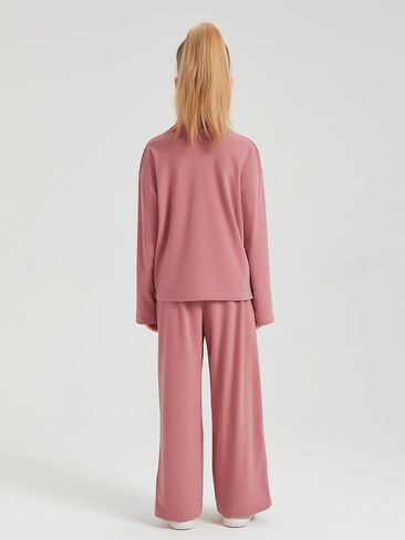 Girls Fall Outfits 2 Piece Long Sleeve Mock Neck Sweatshirts Wide Leg Pants 2024 Casual Kids Clothing Sets in Saudi Arabia
