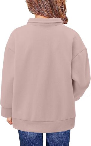 Yoklass Girls Oversized Sweatshirts Casual Long Sleeve Quarter Zip Pullover Top 4-13 Years in Saudi Arabia