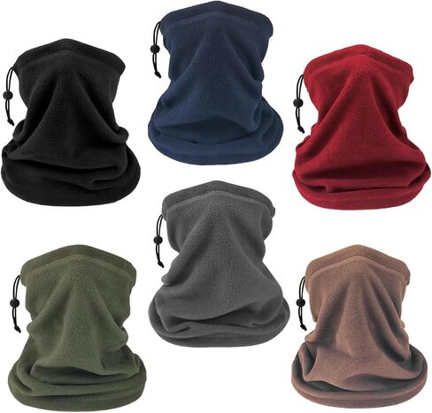 6 Pack Fleece Winter Neck Gaiter Neck Warmer Face Ski Mask Cold Weather Half Balaclava for Men Women in Saudi Arabia