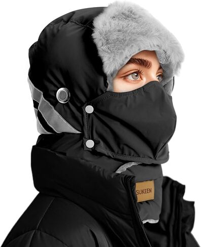 Sukeen Trapper Hats Windproof Winter Hat Water Repellent‌ Warm Hat Lightweight Earflap Hat with Mask for Cold Snow Weather in Saudi Arabia