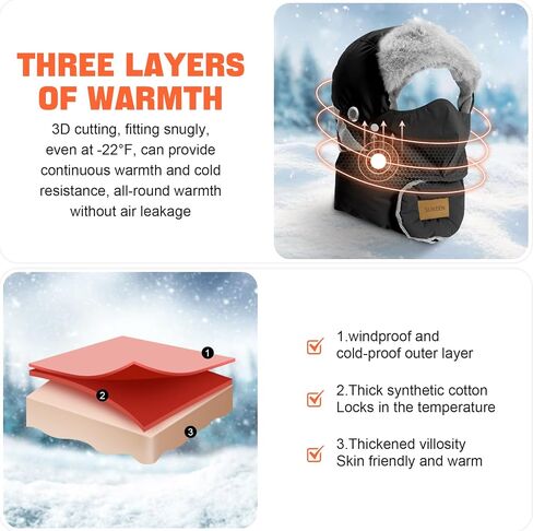 Sukeen Trapper Hats Windproof Winter Hat Water Repellent‌ Warm Hat Lightweight Earflap Hat with Mask for Cold Snow Weather in Saudi Arabia