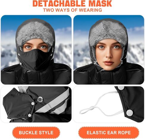 Sukeen Trapper Hats Windproof Winter Hat Water Repellent‌ Warm Hat Lightweight Earflap Hat with Mask for Cold Snow Weather in Saudi Arabia