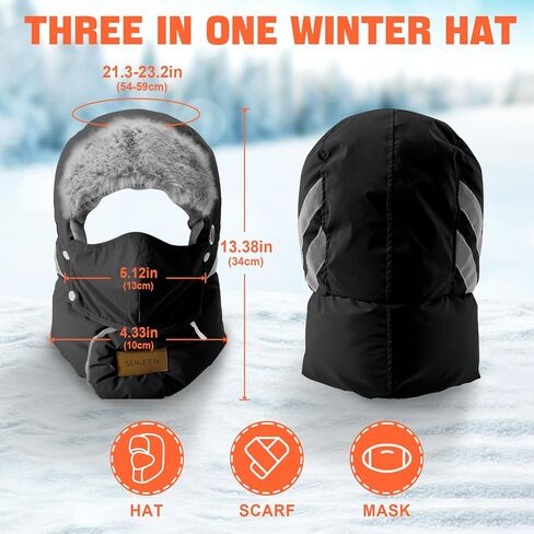 Sukeen Trapper Hats Windproof Winter Hat Water Repellent‌ Warm Hat Lightweight Earflap Hat with Mask for Cold Snow Weather in Saudi Arabia