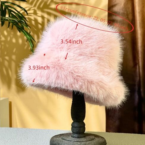 Women's Winter Faux Fur Fuzzy Warm Bucket Hat Furry Fisherman Plush Hats for Women in Saudi Arabia