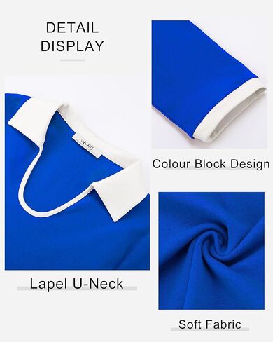 Vivilli Women's 3/4 Sleeve Polo Shirts Colour Block Blouse 2024 Fall Business Casual Tops in Saudi Arabia