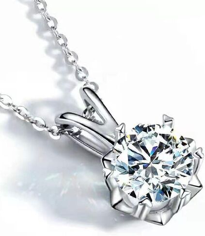 1 Carat 14K Gold | IGI Certified Lab Grown 6 Prong Solitaire Diamond Pendant Necklace With Chain | Round Shape Prong Setting Pendant Necklace| F-G Color, VS1-VS2 Clarity in Kuwait