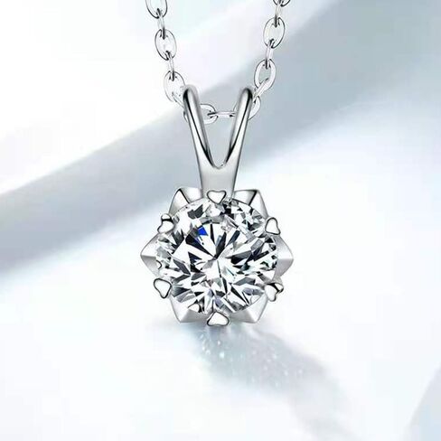 1 Carat 14K Gold | IGI Certified Lab Grown 6 Prong Solitaire Diamond Pendant Necklace With Chain | Round Shape Prong Setting Pendant Necklace| F-G Color, VS1-VS2 Clarity in Kuwait