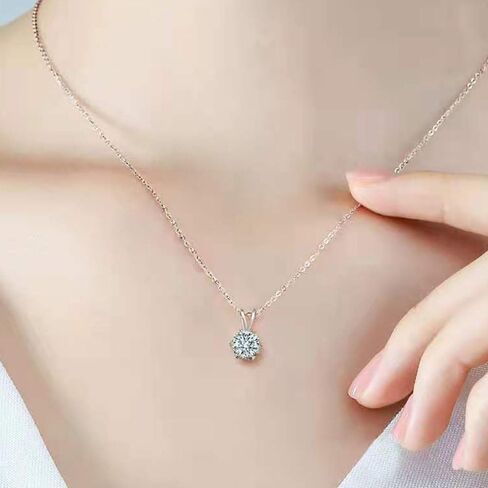 1 Carat 14K Gold | IGI Certified Lab Grown 6 Prong Solitaire Diamond Pendant Necklace With Chain | Round Shape Prong Setting Pendant Necklace| F-G Color, VS1-VS2 Clarity in Kuwait