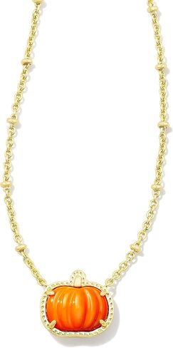 Kendra Scott Pumpkin Short Pendant Necklace in 14k Gold-Plated Brass, Fashion Jewelry for Women, Orange Mother-of-Pearl in Saudi Arabia