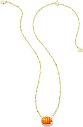 Kendra Scott Pumpkin Short Pendant Necklace in 14k Gold-Plated Brass, Fashion Jewelry for Women, Orange Mother-of-Pearl in Saudi Arabia
