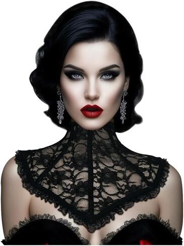 جوكافور القوطية الدانتيل طوق الرقبة مصاص دماء طوق امرأة هالوين الملكة الشريرة تأثيري in Kuwait